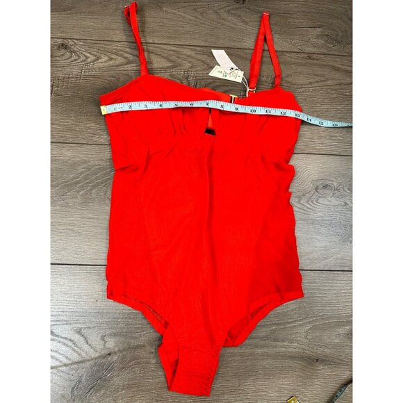 We Are HAH x Revolve NWT Under The Wire Mesh Bodysuit in Blood Orange - Picture 4 of 12